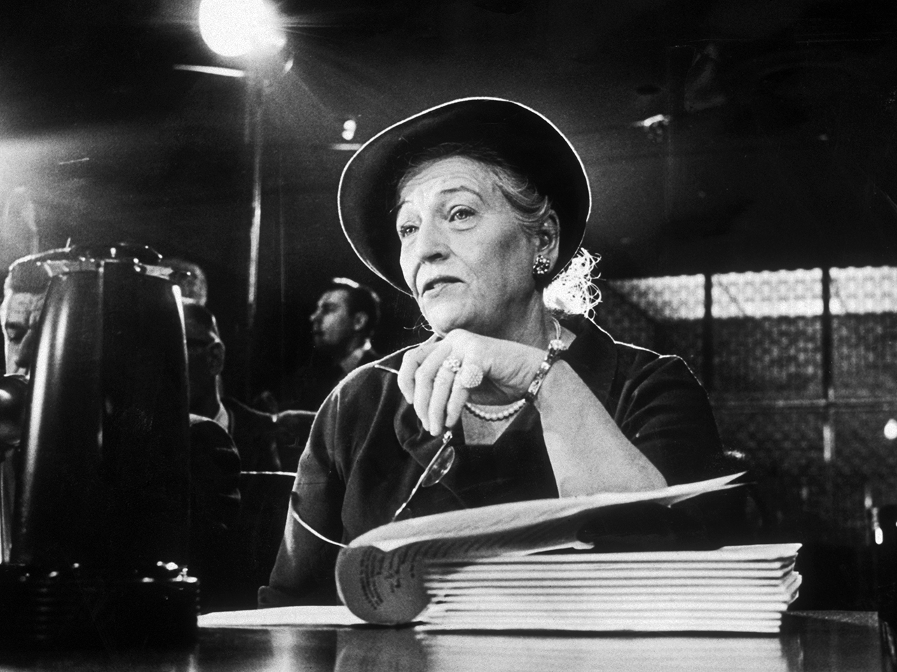 6th December 1962:  American author Pearl S. Buck testifies before the Senate subcommittee on new uses for Ellis Island, New York City, in Washington, D.C.  (Photo by Neal Boenzi/New York Times Co./Getty Images)